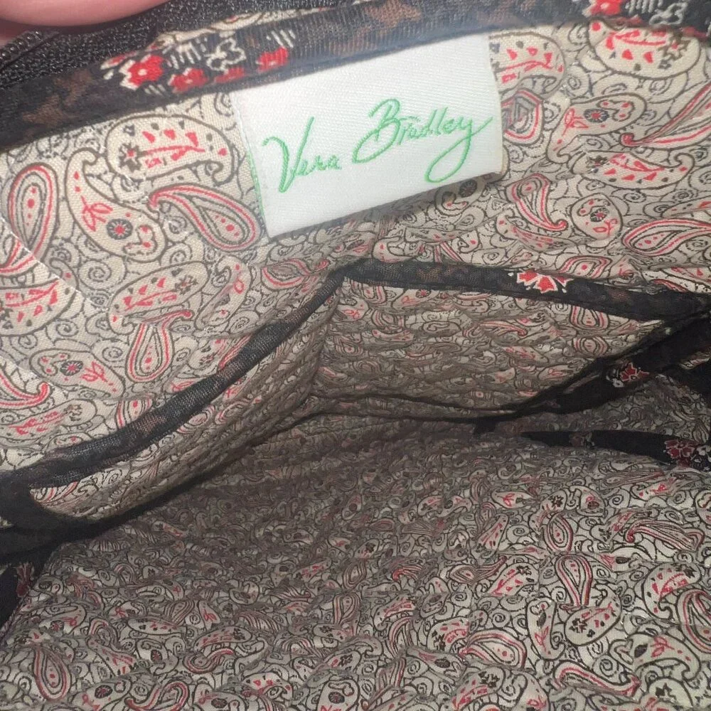 Vera Bradley Floral Black & Red Quilted BackPack Shoulder Bag Sling w/Rain Bag